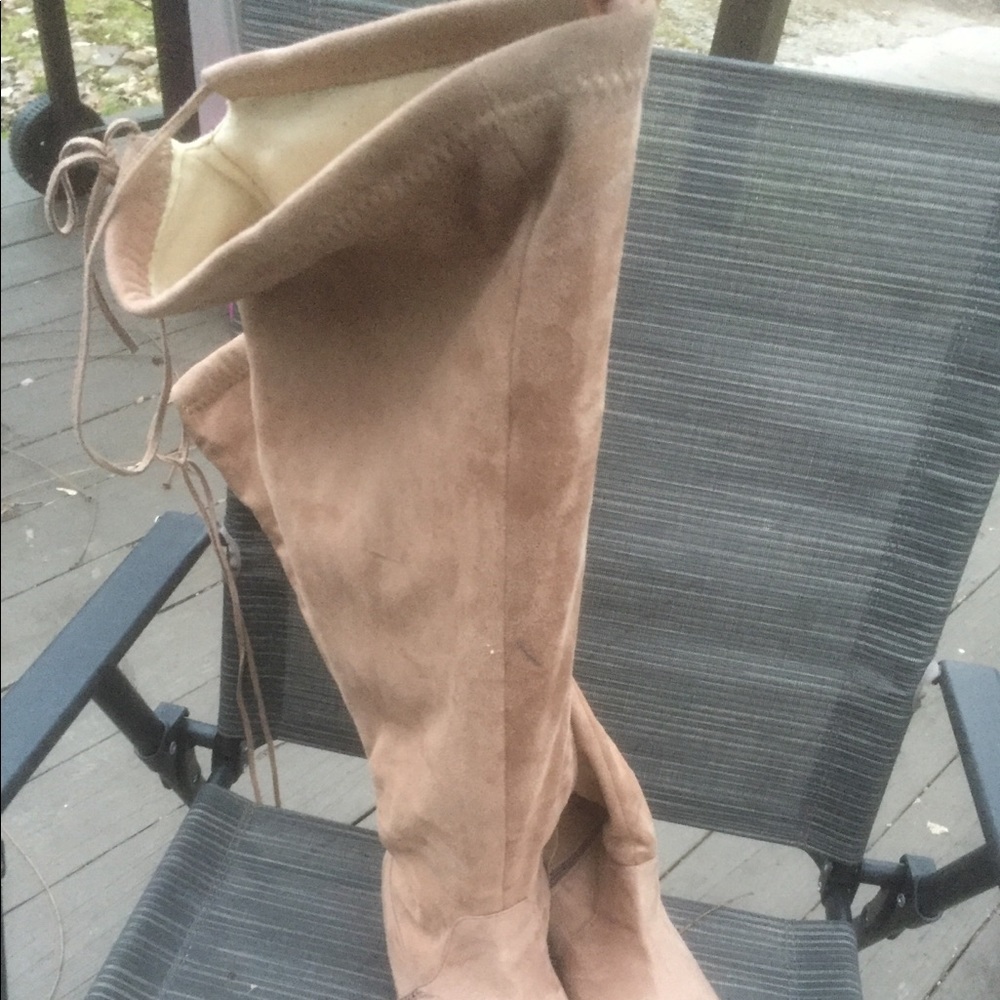 Brown wide calf over the knee boots